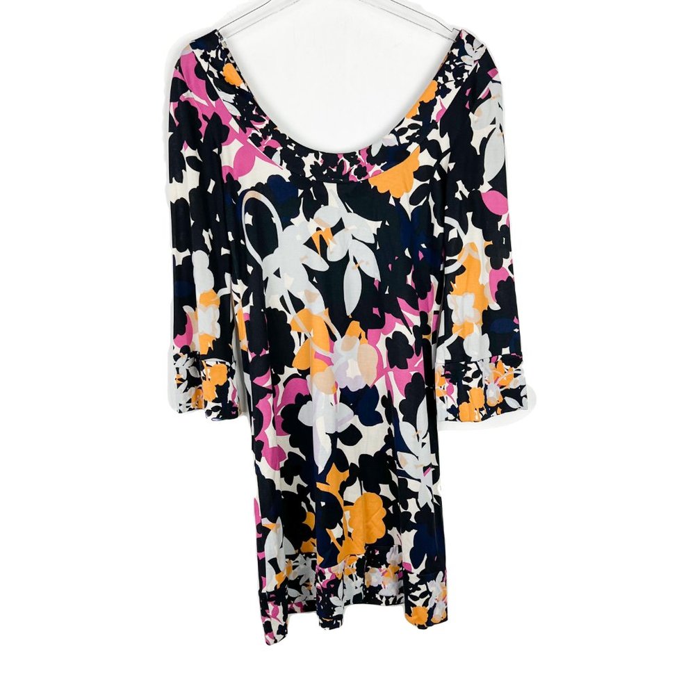 Diane Von Furstenberg 3/4 Sleeve Floral Silk Boatneck Shift Dress Size 10 D1365 - Picture 8 of 12